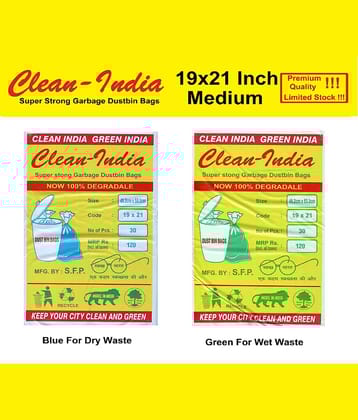 C-I - 6 Packs Medium Disposable Garbage Bags for Wet and Dry Waste (90 Pcs Blue and 90 pcs Green) -3 Packs Each