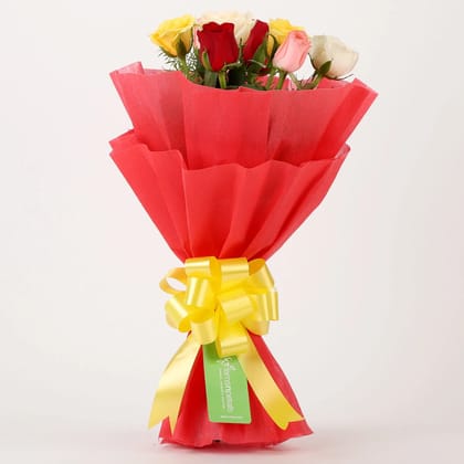 Special 8 Mixed Roses Bouquet For Valentine's Day Gift
