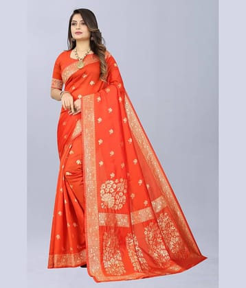 NENCY FASHION Banarasi Silk Embellished Saree With Unstitched Blouse Piece ( LightGreen )