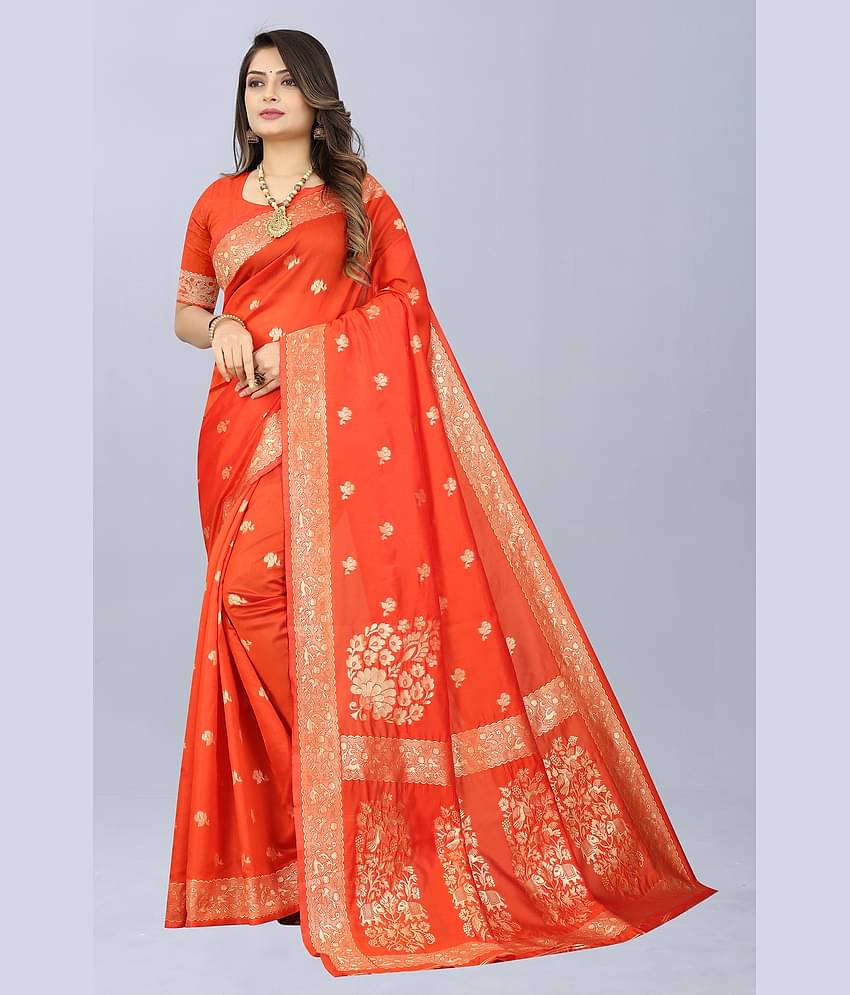 NENCY FASHION Banarasi Silk Embellished Saree With Unstitched Blouse Piece ( LightGreen )