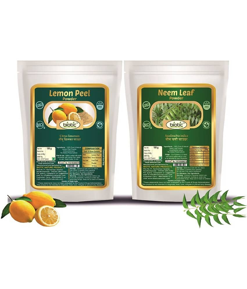 Biotic Lemon Peel Powder and Neem Leaf Powder (100gm each) 200 gm