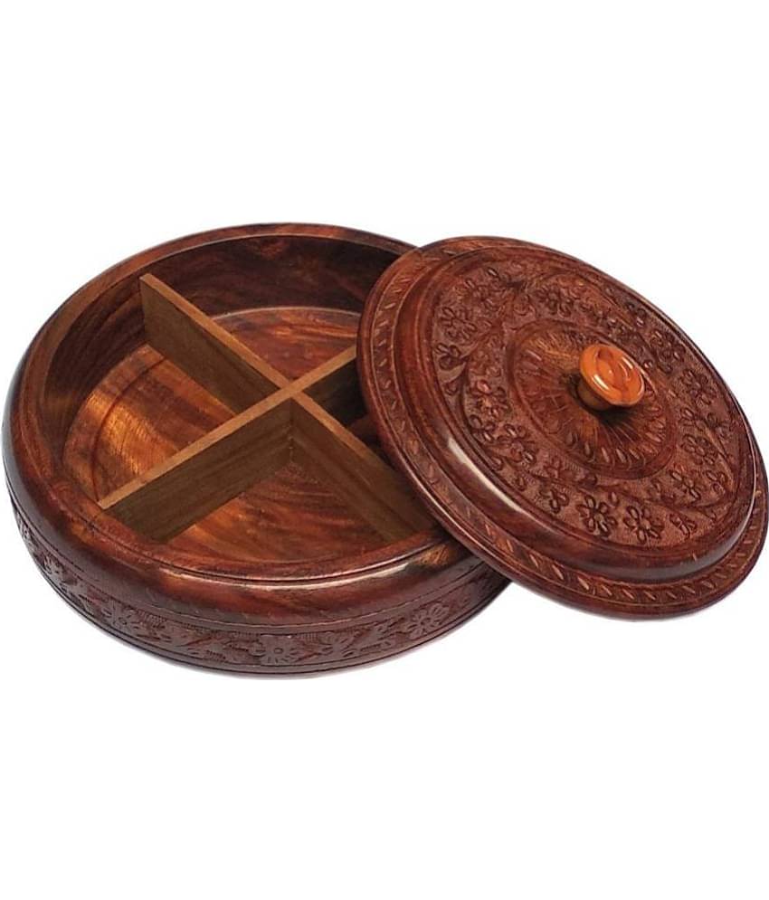 TFS - MB Wooden Coffee Brown Spice Container ( Set of 1 )