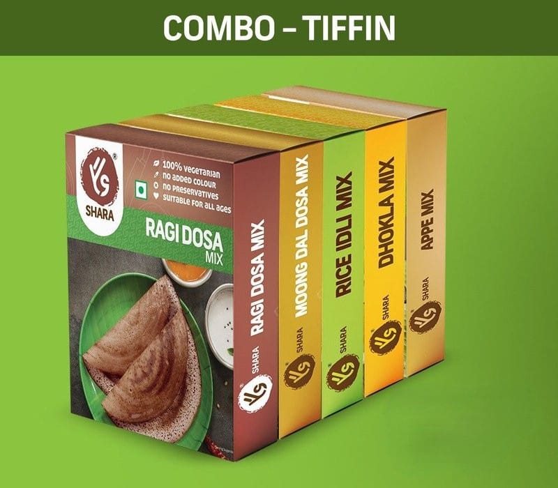 Shara Tiffin Variety Combo (Pack of 5) | No Preservatives & 100% Vegetarian | Instant Breakfast & Healthy Snack Mixes