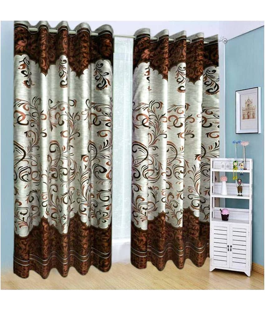 Tanishka Fabs Abstract Semi-Transparent Eyelet Curtain 7 ft ( Pack of 3 ) - Gray