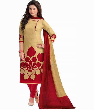 Reya Beige Crepe Dress Material