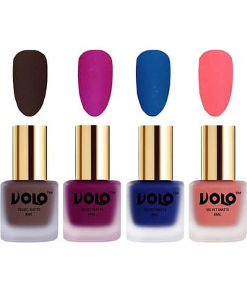 VOLO Velvet Dull Matte Posh Shades Nail Polish Multi Matte Pack of 4 32 mL