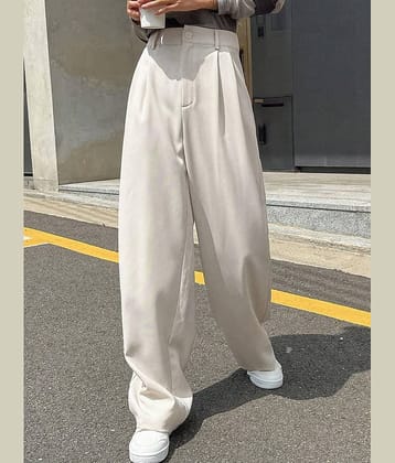 kotty Women Lycra Casual Trousers ( White )