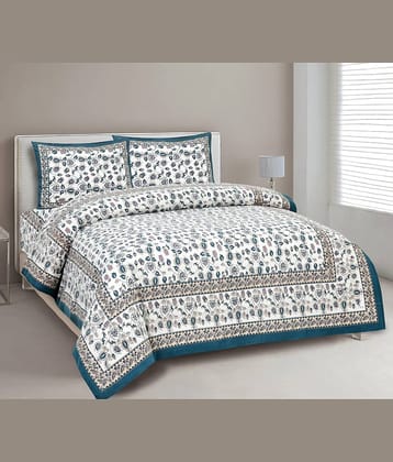 CLOTHORO Cotton 1 Double King Bedsheet with 2 Pillow Covers ( Green )