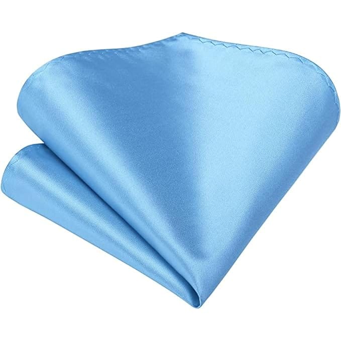 VOICI France Men's Pocket Square handkerchief soiled and Paisley Self-Design Satin Free Size - Sky Blue