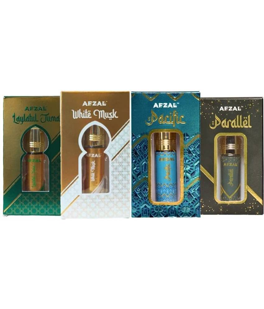 AFZAL & SAFIRE PARALLEL, LAYLATUL JUMA, PFC & WHITE MUSK ATTAR (COMBO PACK 6ML*4) ROLL-ON PERFUME OIL FOR MEN AND WOMEN