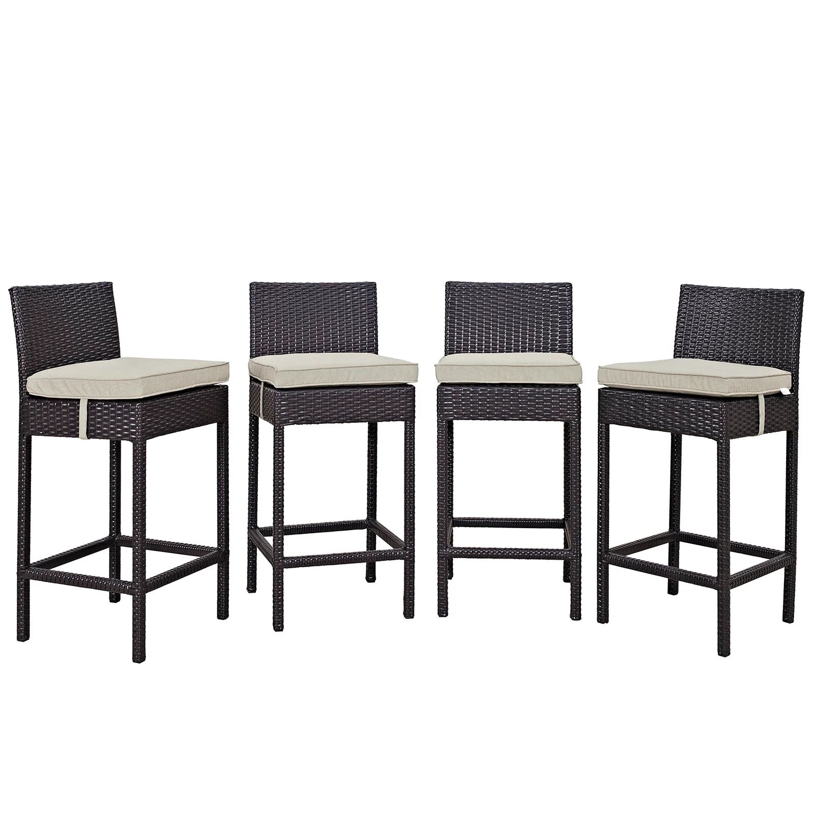 MJA FURNITURE Patio Bar Chairs Set for Outdoor, Wicker Bar Stools Set, High Rise Chairs