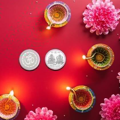 Silver color Coin for Gift & Pooja (Metal is not silver) (Pack of 10)