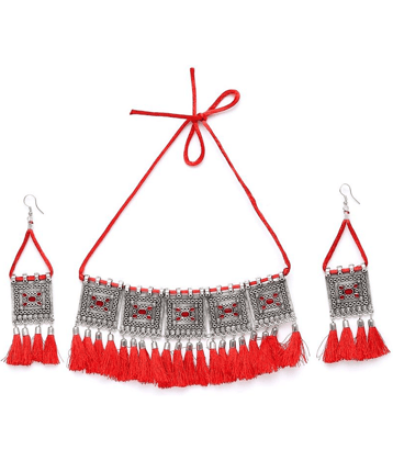 PUJVI - Silver Alloy Necklace Set ( Pack of 1 )