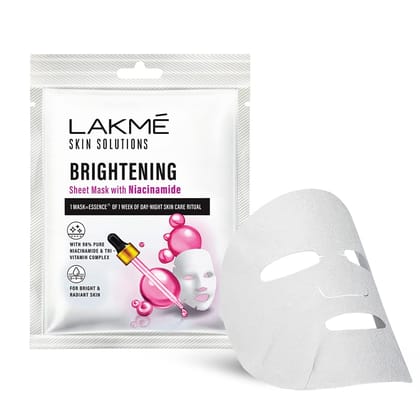 Lakme Skin Solutions Sheet Mask Brightening with Niacinamide 25ml Lakme Skin Solutions Sheet Mask Brightening with Niacinamide 25ml - 25 count (Pack of 1)