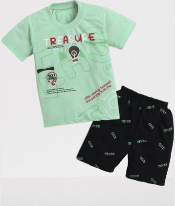 DKGF Fashion Pack of 1 Baby Boys Cotton T-Shirt & Shorts ( Green )
