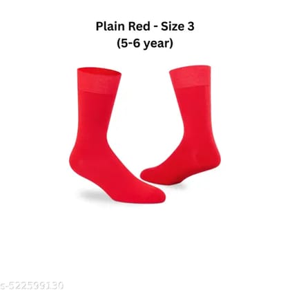 Red plain formal/funky Lycra cotton socks - Pack of 1 (5-6 year)