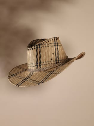 Checkered Cowboy Hat - Brown-Hat