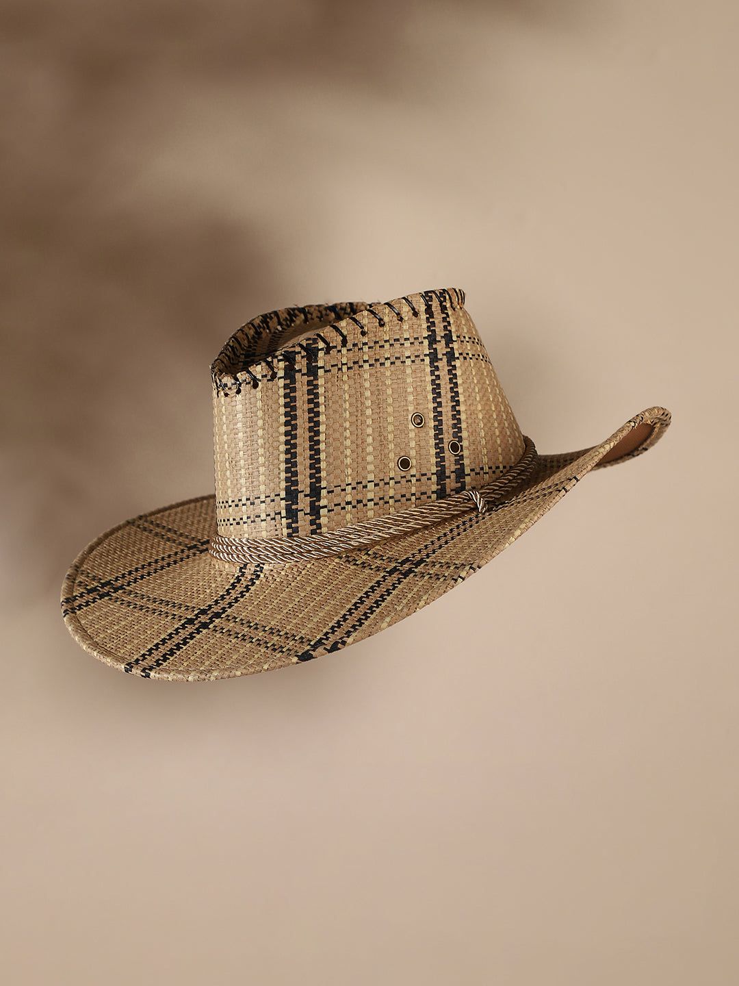 Checkered Cowboy Hat - Brown-Hat