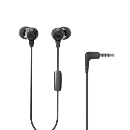 JBL C50HI, Wired in Ear Headphones with Mic, One Button Multi-Function Remote, Lightweight & Comfortable fit (Black) JBL C50HI, Wired in Ear Headphones with Mic, One Button Multi-Function Remote, Lightweight & Comfortable fit (Black) - Black / m