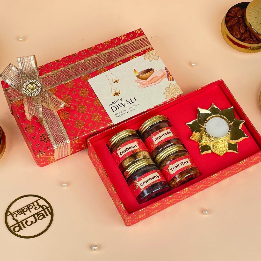 Best Gift for Deepavali | Unique Diwali Hampers with Dry Fruits & Lotus Diya