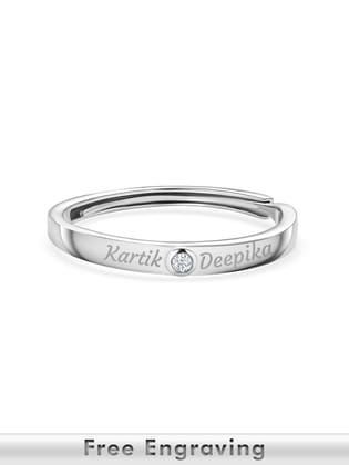 Ornate Solitaire Adjustable Silver Ring-Adjustable