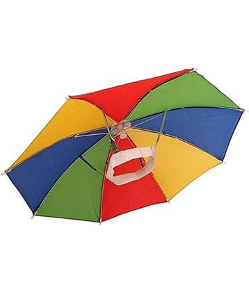 Infispace Headwear Cap Umbrella Multi Color Soft Durable, Adjustable Elastic, (21) Size Fits All Ages Plastic Hat Cap Umbrella for Kids, Men/Women and Adults Rain Protection Headwear Hat Umbrella (Multi) Pack of 1