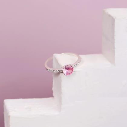 Minimal Pink Zirconia Sterling Silver Ring-5