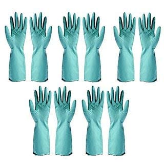 Aabha Reusable Rubber Hand Gloves for Washing/Cleaning Kitchen and Garden- Pair of 5 (Blue) Aabha Reusable Rubber Hand Gloves for Washing/Cleaning Kitchen and Garden- Pair of 5 (Blue)