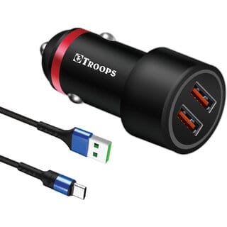 TP TROOPS 36W Fast Car Charger Adapter with Dual USB Port. Qualcomm Certified 3.0, Quick Charge