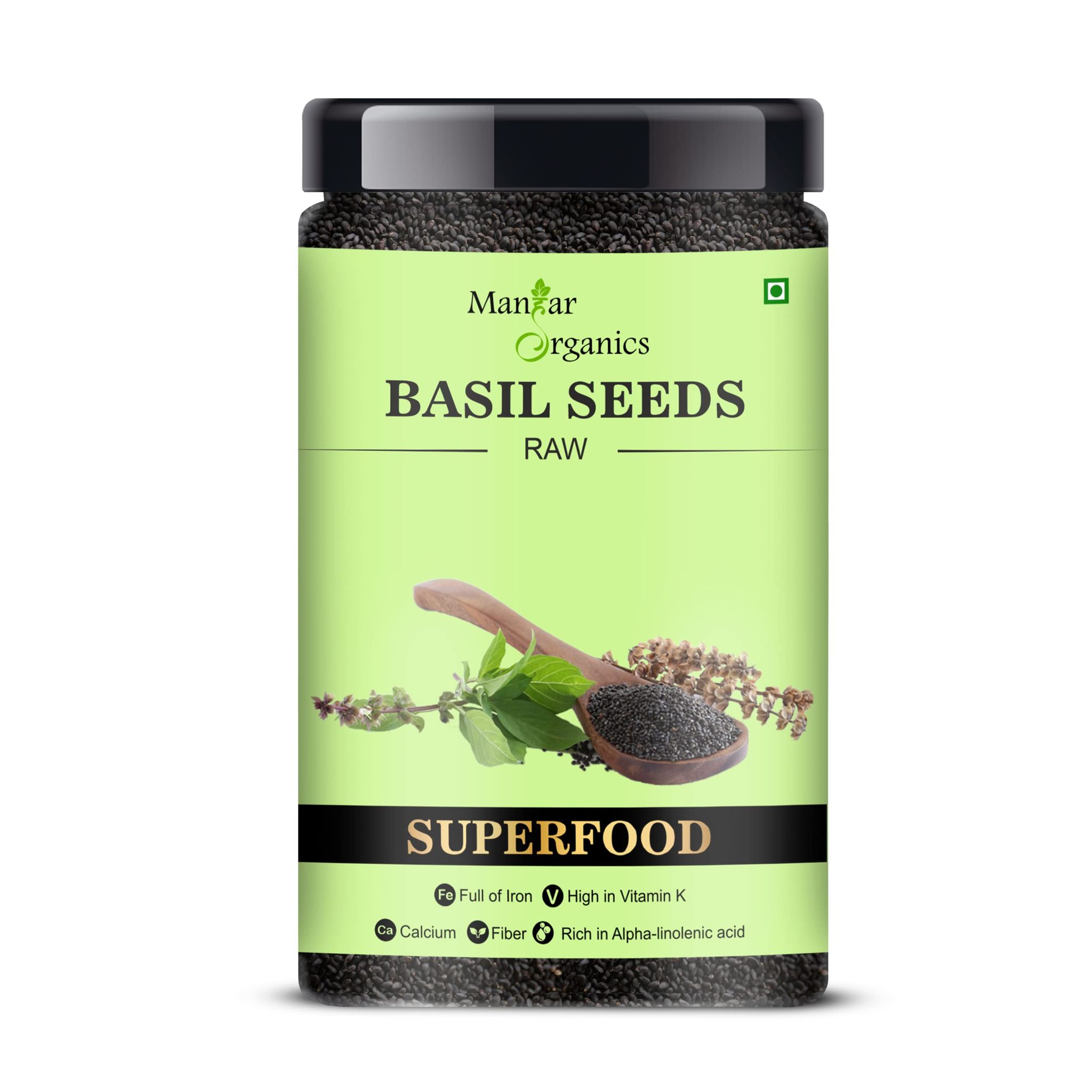 ManHar Organics Raw Basil Seeds 550gm for Weight management