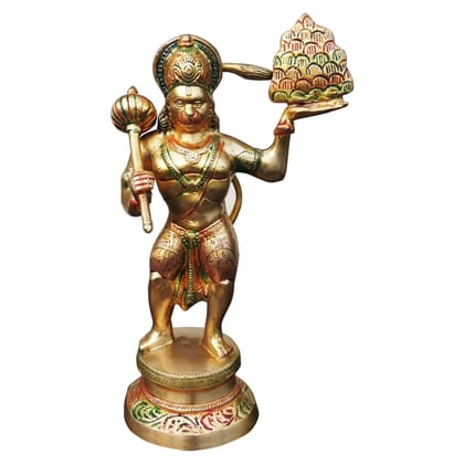 Brass Hanuman Ji Hindu God Idol For Mandir & Home Decoration, Height : 13 Inch (BSMAS1026 X)