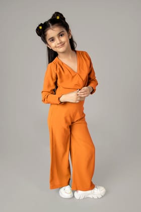 Orange Twisted Knot Co-ord Set For Girls-1 Year / Orange / KTP019-PLMG009-NIL-NIL-THR010-FS003-NIL-BT09/BT019-6/1-NIL||KBT005-PLMG009-NIL-NIL-THR010-FS001-ZPH022-NIL-NIL-NIL