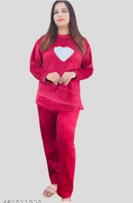 Winter Night Suit Set (Maroon) warm winter wear Lounge wear