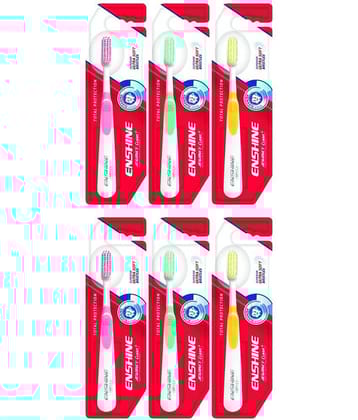 ENSHINE Advance Clean Toothbrush with Ultra Soft Bristles & Effective Tongue Cleaner ( Pack Of 6 )