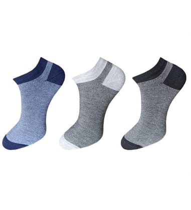 3_Pair Set Unisex Casual Cotton Striped Ankle Length Socks (Multicolor)-PID54109