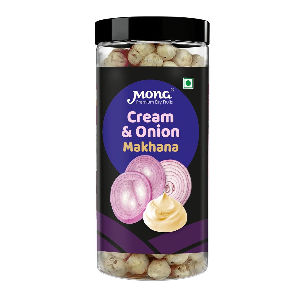 Mona Premium Cream & Onion Roasted Makhana - Healthy & Flavorful Fox Nuts Snack