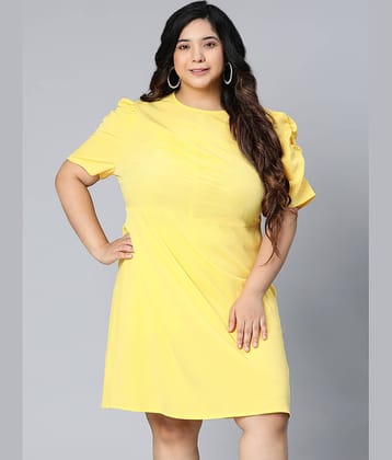 Oxolloxo Women Polyester Solid A-line Dress ( Yellow )