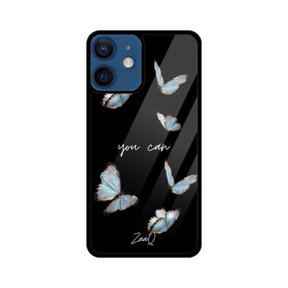 Black Delicate Phase ZaaQ Premium Glass Case for iPhones  Style Meets Protection  Apple iPhone 12 Mini