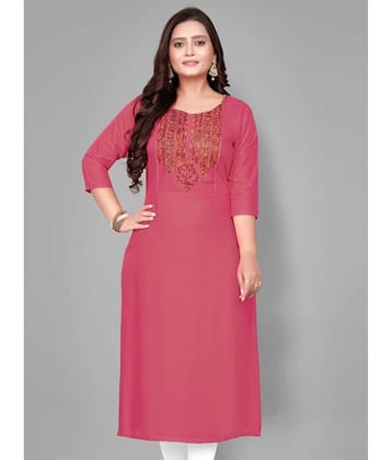 Hetsa - Pink Rayon Women's Straight Kurti ( Pack of 1 )