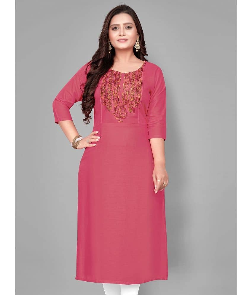 Hetsa - Pink Rayon Women's Straight Kurti ( Pack of 1 )