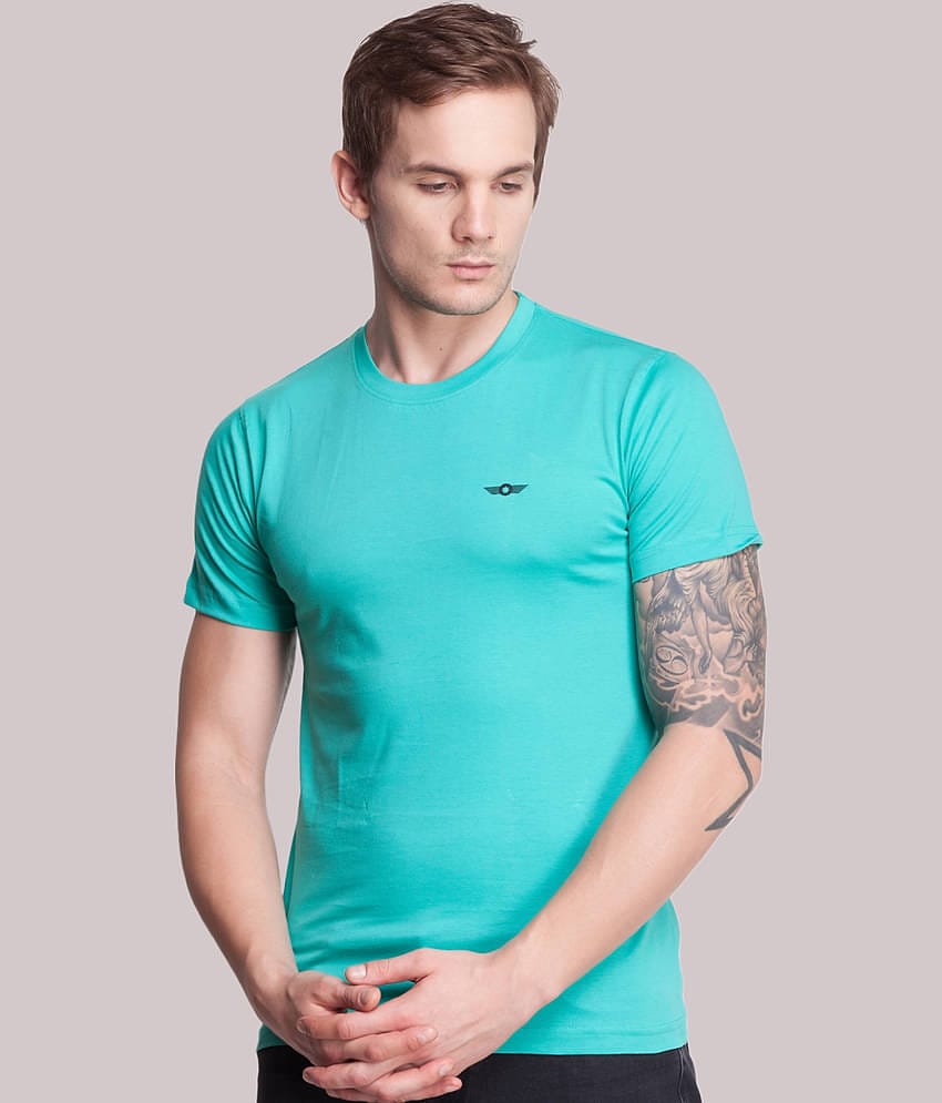 Force NXT Pack of 1 Cotton Regular Fit Men's T-Shirt ( Turquoise )