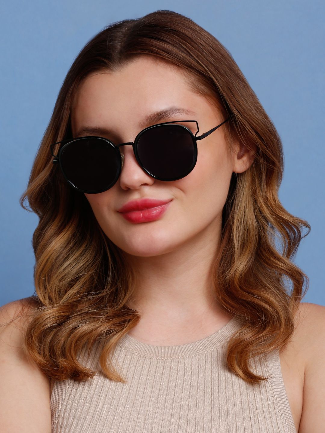 SUNNIES Large Full Frame Metal.Plastic Round Solid Polarized Women Sunglasses-SNS-11696-C025