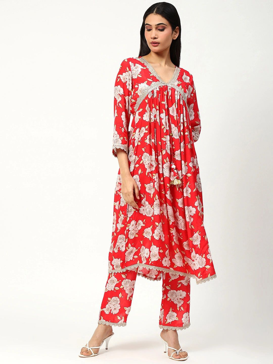 Muslin Kurta Set with Jari Work-XS