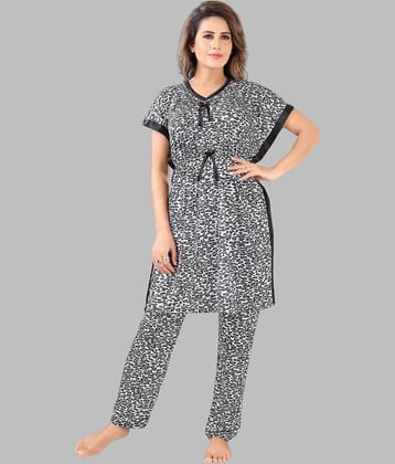 G4Girl - Grey Satin Women's Nightwear Nightsuit Sets ( Pack of 1 )