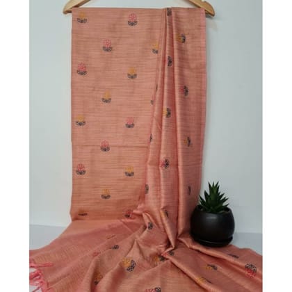 Embroidered Dreamy Khadi Cotton Orange Suit Piece