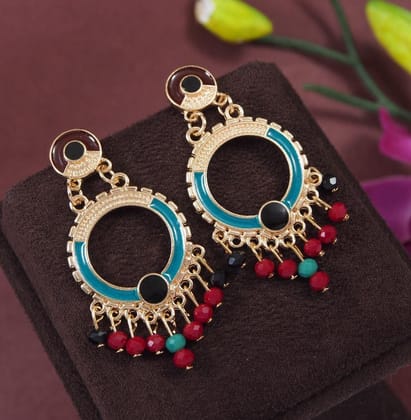 Antique Gold/Silver Plated Chandelier Multi Coloured Earring- AER 3700