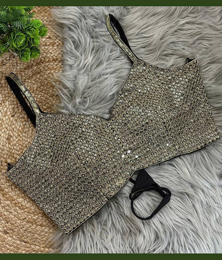 ARZ Black Readymade with Pad Silk Women's Blouse ( Pack of 1 )