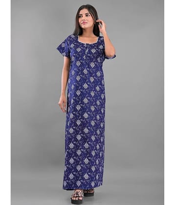 Apratim - Blue Cotton Women's Nightwear Nighty & Night Gowns ( Pack of 1 )