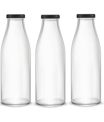 Somil Storage Milk Bottle Glass Transparent Milk Container ( Set of 3 )