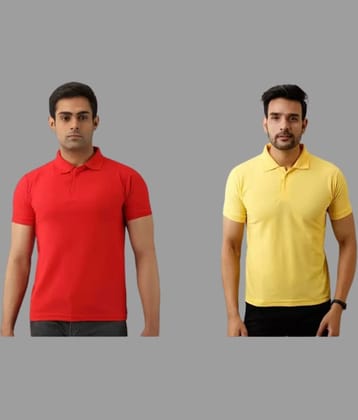 SKYRISE Pack of 2 Cotton Blend Slim Fit Solid Half Sleeves Men's Polo T Shirt ( Multicolor )